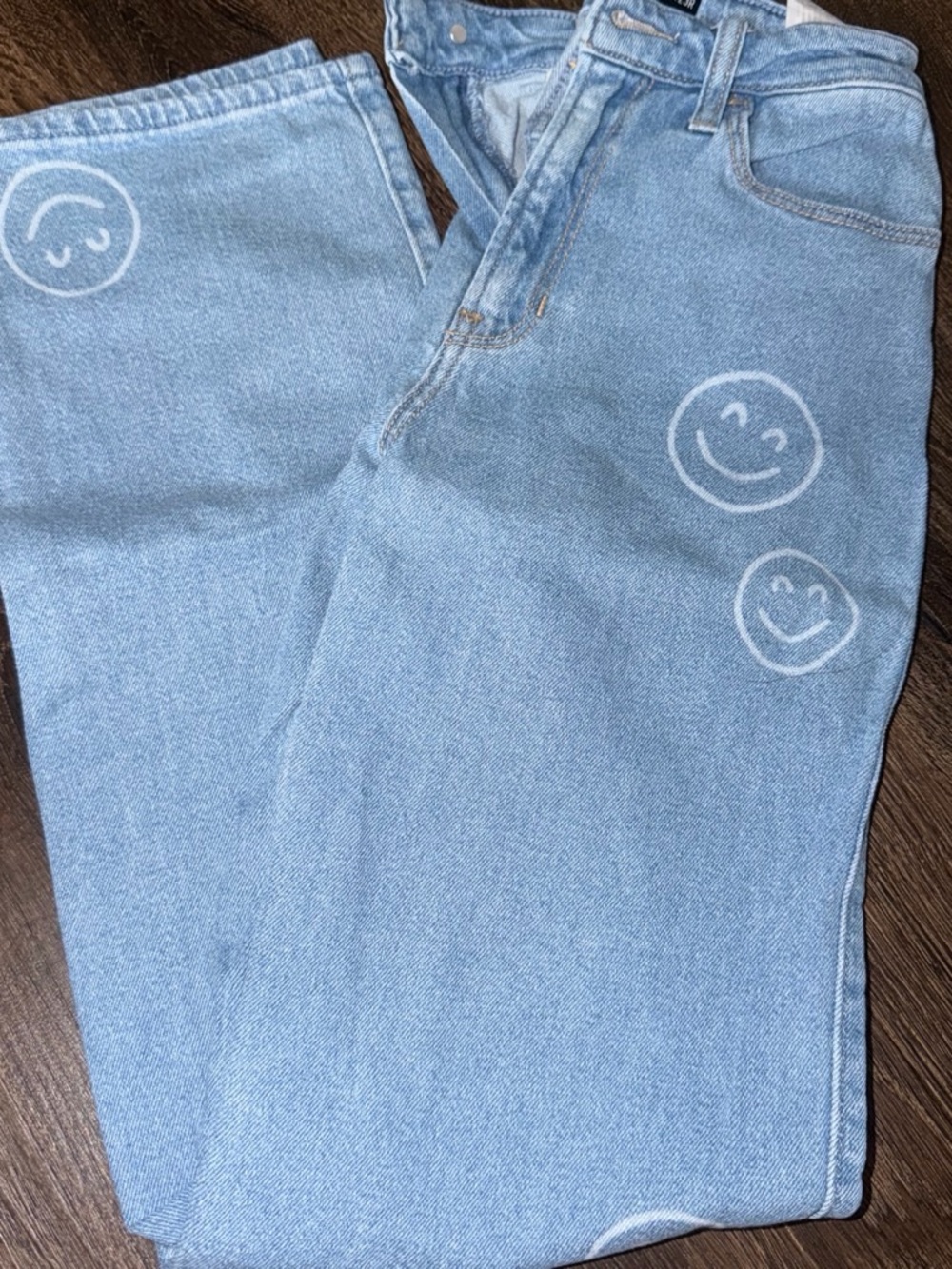 Hollister Light Blue Straight Leg Women's Jeans with Smile Details